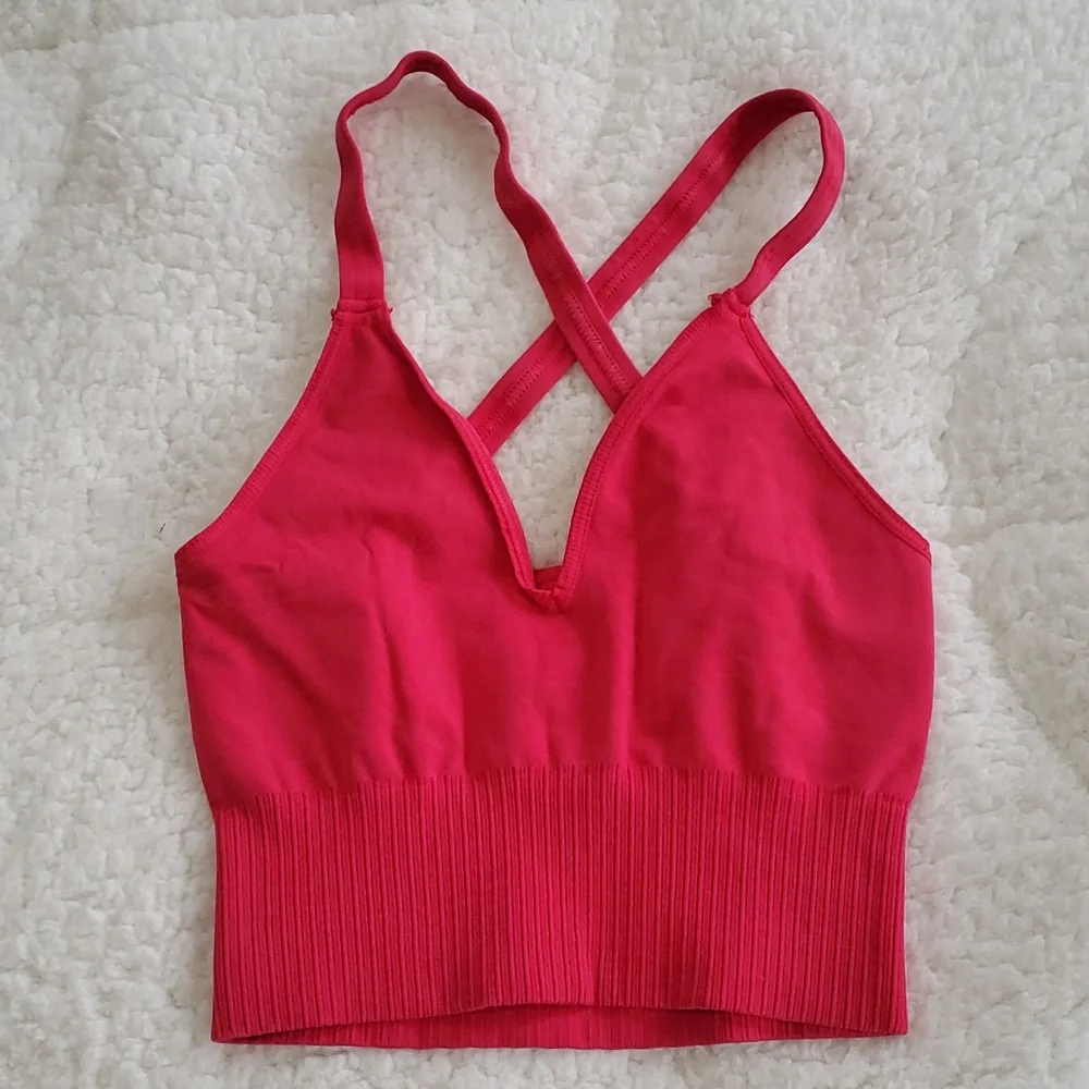 Free People Good Karma Crop bright pink - Picture 1 of 12